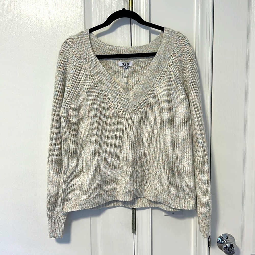NWT 525 America Cotton Sweater with Pastel Tinsel Thread